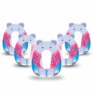ExpressionMed Circus Elephant Dexcom G6 Gumdrop Shape Tape, 5-Pack Tape Balloon Carrying Elephant, Overlay Patch CGM Design