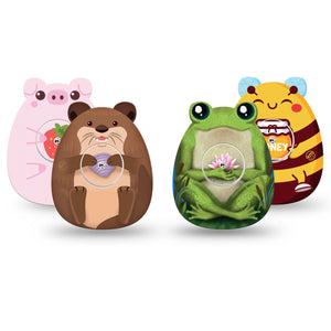 ExpressionMed Buzz, Boink and Splash Variety Pack Freestyle Libre 2 and Libre 2 Plus Gumdrop Shape Tape, Abbott Lingo, 4-Pack Tape and 4-Pack Sticker Variety Cute Animal Friends, Patch CGM Design
