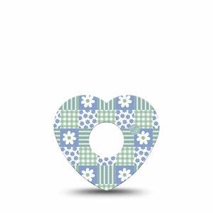 ExpressionMed Patchwork Flowers Freestyle Libre 3 and Libre 3 Plus Heart, Single Tape Floral plaid Vinyl Decoration for CGM