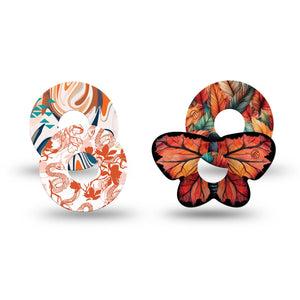 ExpressionMed Falling Leaves Forever Variety Pack Dexcom G7 Tape, Dexcom Stelo Glucose Biosensor System, 4-Pack Tape Variety, Orange Blue Mix, Overlay Tape CGM Design