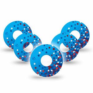 ExpressionMed Confetti Stars Freestyle Libre 3 and Libre 3 Plus Tape 5-Pack Tape Summer Fun Confetti, Adhesive Tape Continuous Glucose Monitor Design