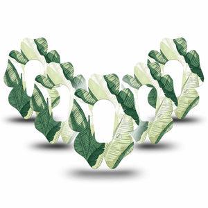 ExpressionMed Palm Leaf Dexcom G6 Flower, 5-Pack Layered green foliage Plaster for Continuous Glucose Monitor