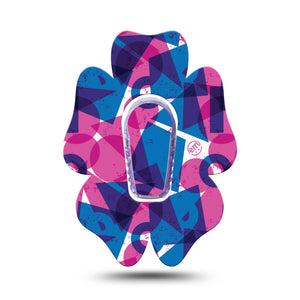 ExpressionMed Violet Vortex Dexcom G6 Flower Shape Tape Single Tape and Single Sticker Retro-Inspired Mishmash Of Shapes, Adhesive Patch Continuous Glucose Monitor Design