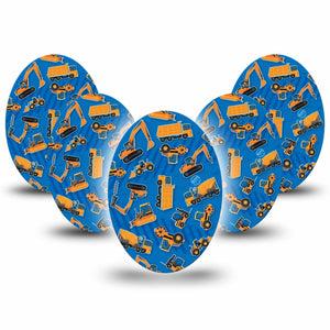 ExpressionMed Construction Trucks Medtronic Guardian Enlite Universal Oval, 5-Pack Tape Bold Construction, Plaster CGM Design