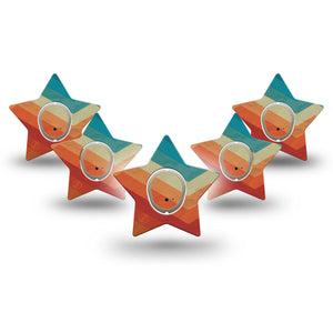 ExpressionMed Retro Winter Coat Dexcom G7 Star Shape Tape, Dexcom Stelo Glucose Biosensor System, 5-Pack Tape and 5-Pack Sticker Geometric Retro Print, Overlay Patch CGM Design