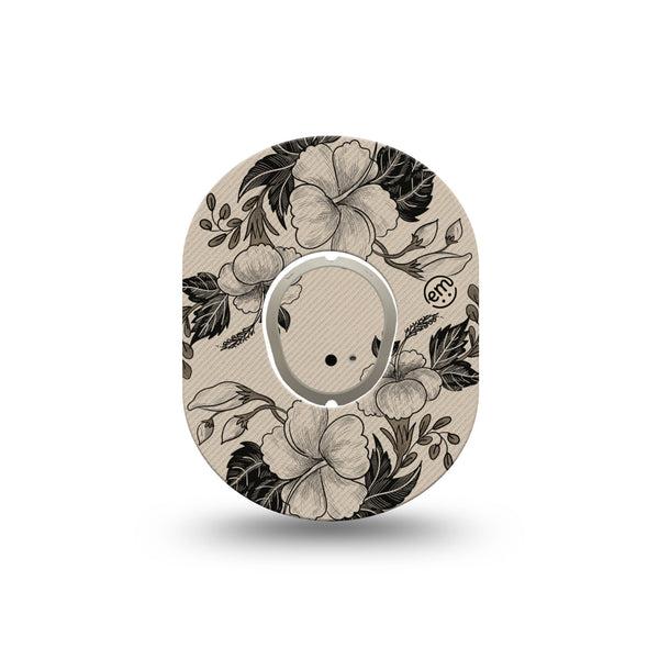 ExpressionMed Low Tide Dexcom G7 and Dexcom Stelo Glucose Biosensor System Mini, Single Tape and Single Sticker Minimal floral illustration Waterproof Sensor Cover for CGM