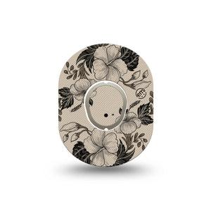 ExpressionMed Low Tide Dexcom G7 and Dexcom Stelo Glucose Biosensor System Mini, Single Tape and Single Sticker Minimal floral illustration Waterproof Sensor Cover for CGM