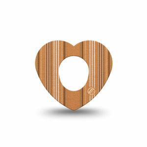 ExpressionMed Golden Oxford Dexcom G7 and Dexcom Stelo Glucose Biosensor System Heart, Single Tape Striped  Decorative Patch for CGM