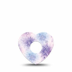 ExpressionMed Wisteria Fade Freestyle Libre 3 and Libre 3 Plus Heart, Single Tape Periwinkle petals Vinyl Decoration for CGM