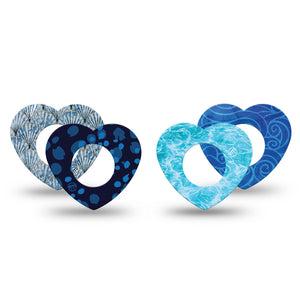 ExpressionMed Coastal Blues Freestyle Libre, Libre 2 Plus, and Abbott Lingo Heart, 4-Pack Tape nautical blue palette Waterproof Adhesive Tape for Continuous Glucose Monitor