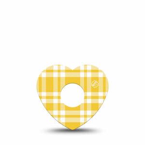 ExpressionMed yellow gingham Freestyle Libre 3 and Libre 3 Plus Heart, Single Tape Golden yellow gingham Vinyl Decoration for CGM