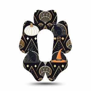 ExpressionMed Art Deco Halloween Dexcom G6 Flower Shape Tape, Single Tape Classic Halloween Motifs, Adhesive Patch Continuous Glucose Monitor Design