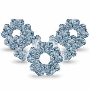 ExpressionMed Seashells Freestyle Libre 3 and Libre 3 Plus Flower Shape Tape, 5-Pack Tape Sea Life Inspired, Overlay Tape CGM Design