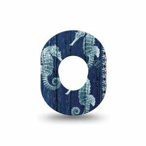 ExpressionMed Seahorse Dexcom G7 and Dexcom Stelo Glucose Biosensor System Mini, Single Tape sea life graphic Waterproof Plaster for CGM
