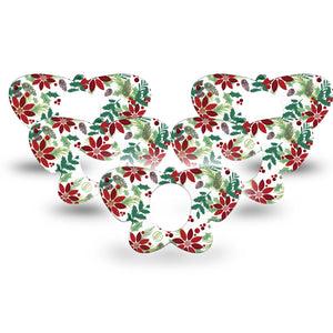 ExpressionMed Christmas Wreath Dexcom G7 Butterfly Shape Tape, Dexcom Stelo Glucose Biosensor System,  5-Pack Tape Holiday Time Cheery Wreath, Adhesive Tape CGM Design