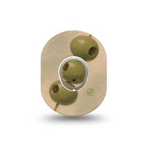 ExpressionMed Olives Dexcom G7 and Dexcom Stelo Glucose Biosensor System Mini, Single Tape and Single Sticker Watercolor olives Waterproof Sensor Cover for CGM