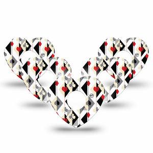 ExpressionMed Playing Cards Freestyle Libre 3 and Libre 3 Plus Heart Shape Tape 5-Pack Tape Line And Dot Suite Icon Print, Patch CGM Design