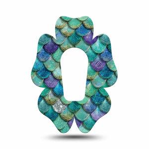 ExpressionMed Mermaid Scales Dexcom G6 Flower, Single Tape shiny scale graphic Overlay Tape for CGM