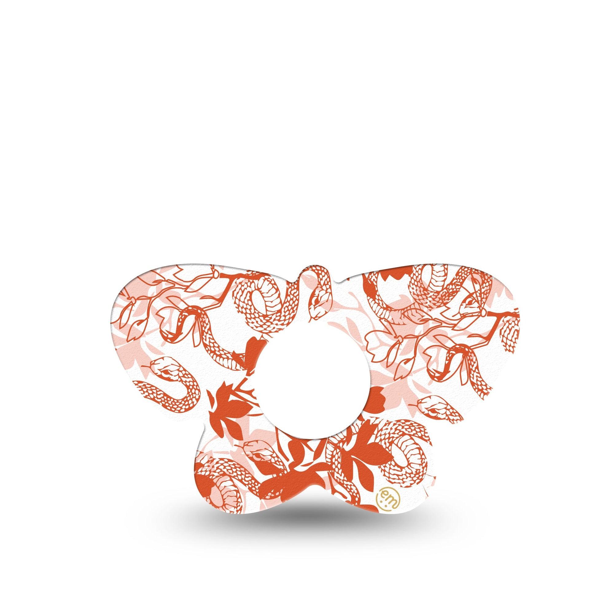 ExpressionMed Lava Coil Floral Infusion Set Butterfly Shape Tape 5-Pack Tape Cute Sunset Orange Snake Pattern, Plaster Continuous Glucose Monitor Design