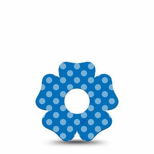 ExpressionMed Blue Polka Dots Freestyle Libre 3 and Libre 3 Plus Flower Shape Tape, Single Tape Polka Dots, Overlay Tape CGM Design