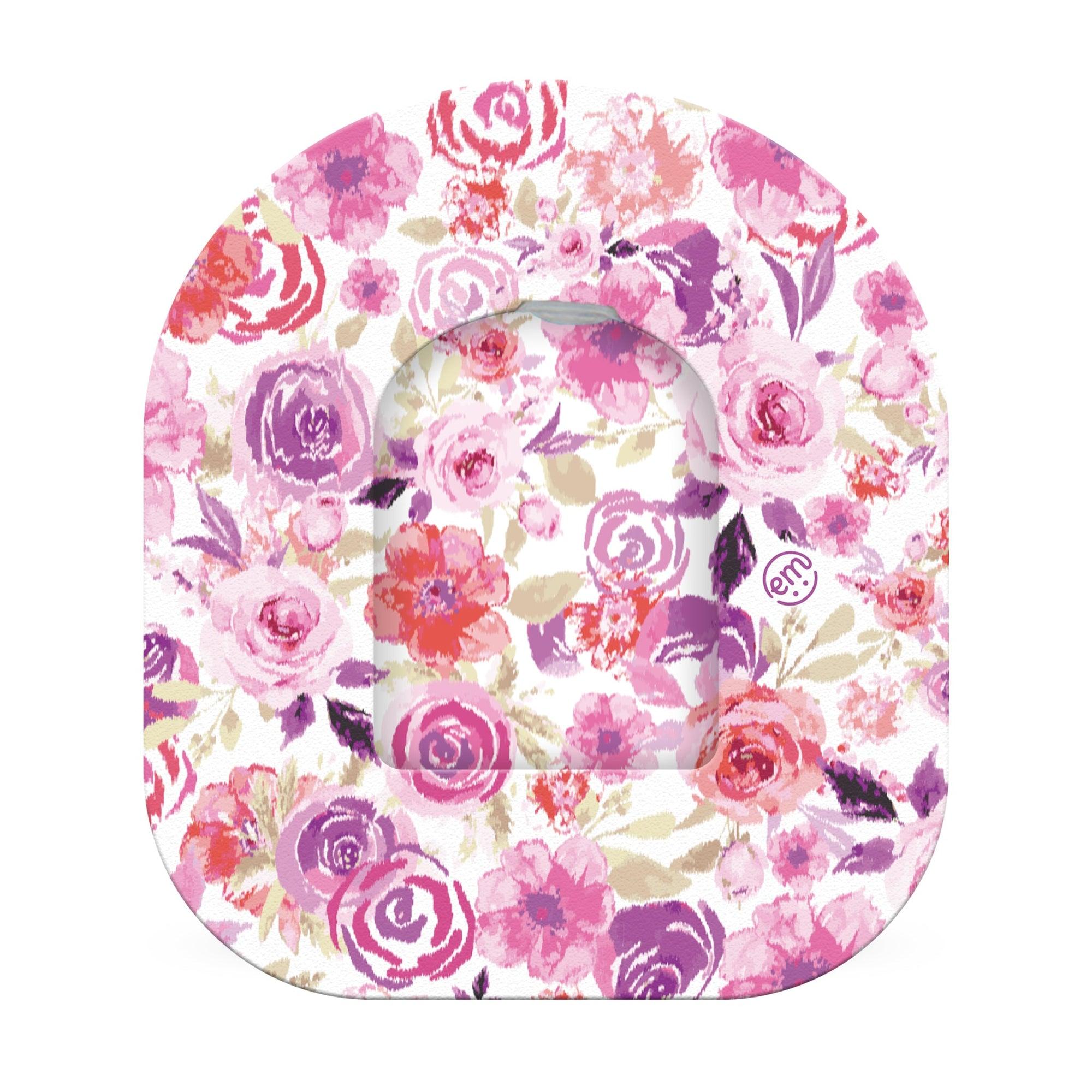 ExpressionMed Romantic Blooms Omnipod Full Wrap Center Sticker and Mini Tape Garden-inspired Vinyl Sticker and Tape Design Pump Design