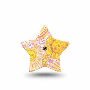 ExpressionMed Bright Sunshine Freestyle Libre 3 and Libre 3 Plus Star, Single Tape and Single Sticker warm sun inspired Fixing Ring Tape for CGM