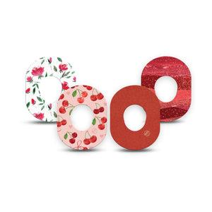 ExpressionMed Crimson Variety Pack Dexcom G7 Mini Tape, Dexcom Stelo Glucose Biosensor System, 4-Pack Tape Variety Fun Romantic Motifs, Patch Continuous Glucose Monitor Design