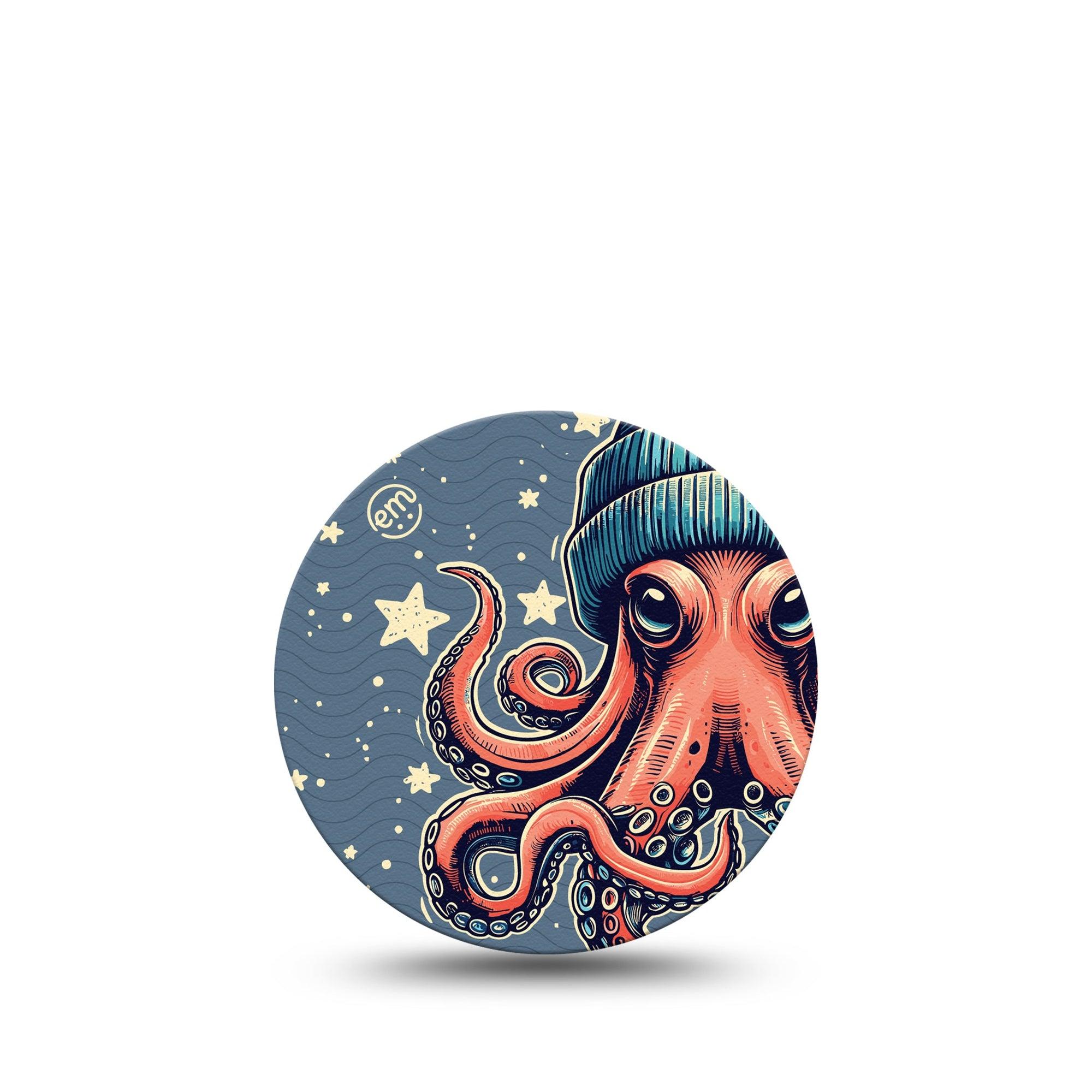 ExpressionMed Hipster Octopus Freestyle Libre 3 Overpatch Single Tape Unique Octopus Animal Adhesive Patch CGM Design