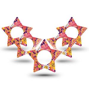 ExpressionMed Groovy Freestyle Libre 2 Star Shape Tape, Abbott Lingo, 5-Pack retro orange pink sunflowers Plaster CGM Design