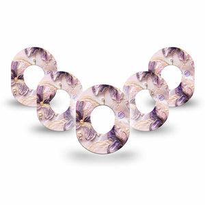 ExpressionMed Pink Pearls Dexcom G7 and Dexcom Stelo Glucose Biosensor System Mini, 5-Pack Gold and pearl petals inspired Accessories for Continuous Glucose Monitor