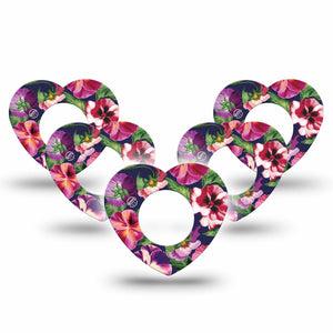 ExpressionMed Flower Girl Pansies Freestyle Libre 2 Heart Shape Tape, Abbott Lingo,  5-Pack Tape Shades of Pink Purple Pansy, Adhesive Patch CGM Design