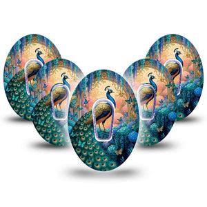 ExpressionMed Majestic Peacock Dexcom G6, 5-Pack Tape and 5-Pack Sticker peacock jewel pattern Decorative Decal for CGM