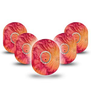 ExpressionMed Ruffles Dexcom G7 and Dexcom Stelo Glucose Biosensor System Gumdrop, 5-Pack Tape and 5-Pack Sticker Warm sunset tones Accessories for Continuous Glucose Monitor