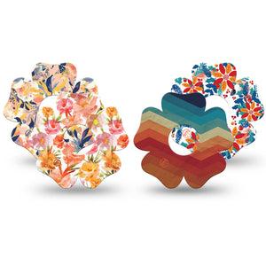 ExpressionMed Jewel Tone Glow Variety Pack Freestyle Libre 3 and Libre 3 Plus Flower Shape Tape, 4-Pack Tape Variety Bright Winter Flowers, Overlay Tape CGM Design