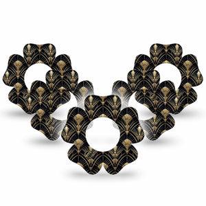 ExpressionMed Midnight Deco Freestyle Libre, Libre 2 Plus, and Abbott Lingo Flower, 5-Pack Bold gold pattern Sensor Cover for Continuous Glucose Monitor
