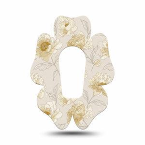 ExpressionMed Sketched Peonies Dexcom G6 Flower, Single Tape Neutral floral sketch Overlay Tape for CGM