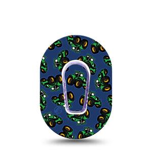 ExpressionMed Tractors Dexcom G6 Mini Tape, Single Tape and Single Sticker Kids Tractor Print, Adhesive Tape CGM Design