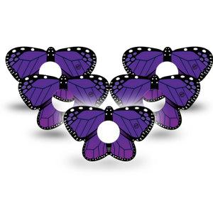 ExpressionMed Purple Monarch Butterfly Freestyle Libre 3 Butterfly Shape Tape 5-Pack Orchid Purple Butterfly Overlay Patch CGM Design