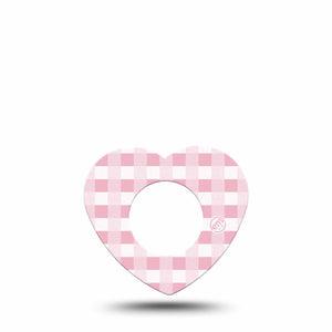 ExpressionMed Pink Gingham Freestyle Libre 2 and Libre 2 Plus Heart Shape Tape, Abbott Lingo,  Single Tape Classic Gingham, Adhesive Patch CGM Design