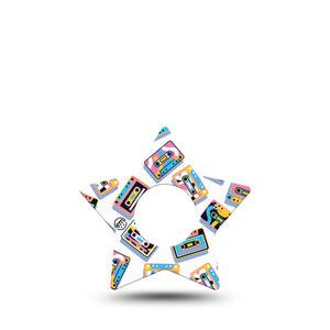ExpressionMed Vintage Music Tapes Infusion Set Star Shape Tape 5-Pack Tape Vintage Cassette Tapes, Fixing Ring Patch Continuous Glucose Monitor Design