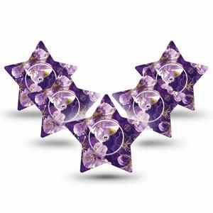 ExpressionMed Plum Gold Freestyle Libre, Libre 2 Plus, and Abbott Lingo Star, 5-Pack Tape and 5-Pack Sticker Royal florals Waterproof Sensor Cover for Continuous Glucose Monitor