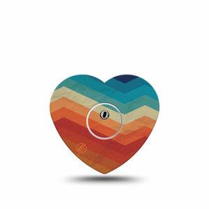 ExpressionMed Retro Winter Coat Freestyle Libre 3 and Libre 3 Plus Heart Shape Tape, Single Tape and Single Sticker Rainbow Geometrics, Patch CGM Design