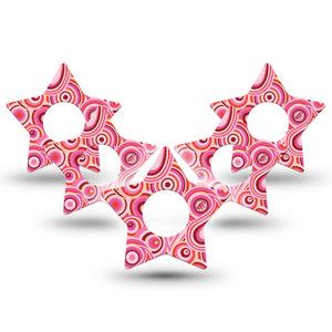 ExpressionMed BB Pink Party Infusion Set Star Shape Tape 10-Pack Ornamental Textile Inspired Fixing Ring Patch Continuous Glucose Monitor Design