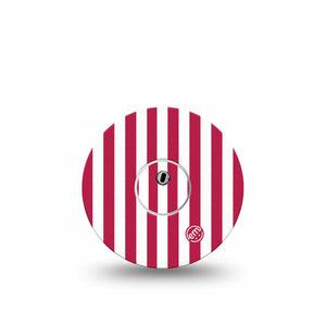 ExpressionMed Red Stripes Freestyle Libre 3 and Libre 3 Plus, Single Tape and Single Sticker Fun summer stripes Accessories for Continuous Glucose Monitor