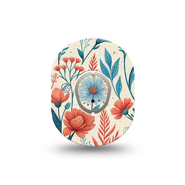 ExpressionMed Desert Wildflower Dexcom G7 and Dexcom Stelo Glucose Biosensor System Mini, Single Tape and Single Sticker Southwest color floral Waterproof Sensor Cover for CGM