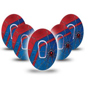 ExpressionMed Spider Man Dexcom G6 Tape 5-Pack Tape and 5-Pack Sticker Spiderman Comic Book Inspired, Plaster Continuous Glucose Monitor Design