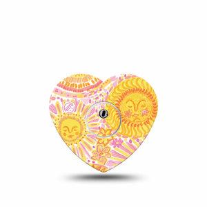 ExpressionMed Bright Sunshine Freestyle Libre 3 and Libre 3 Plus Heart, Single Tape and Single Sticker sunny floral pattern Patch for CGM