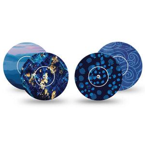 ExpressionMed Deep Currents Variety Pack Freestyle Libre and Libre 2 Plus Sticker and Tape, Abbott Lingo,   Cozy Deep Blue Art, Adhesive Sticker and Tape Design Continuous Glucose Monitor Design