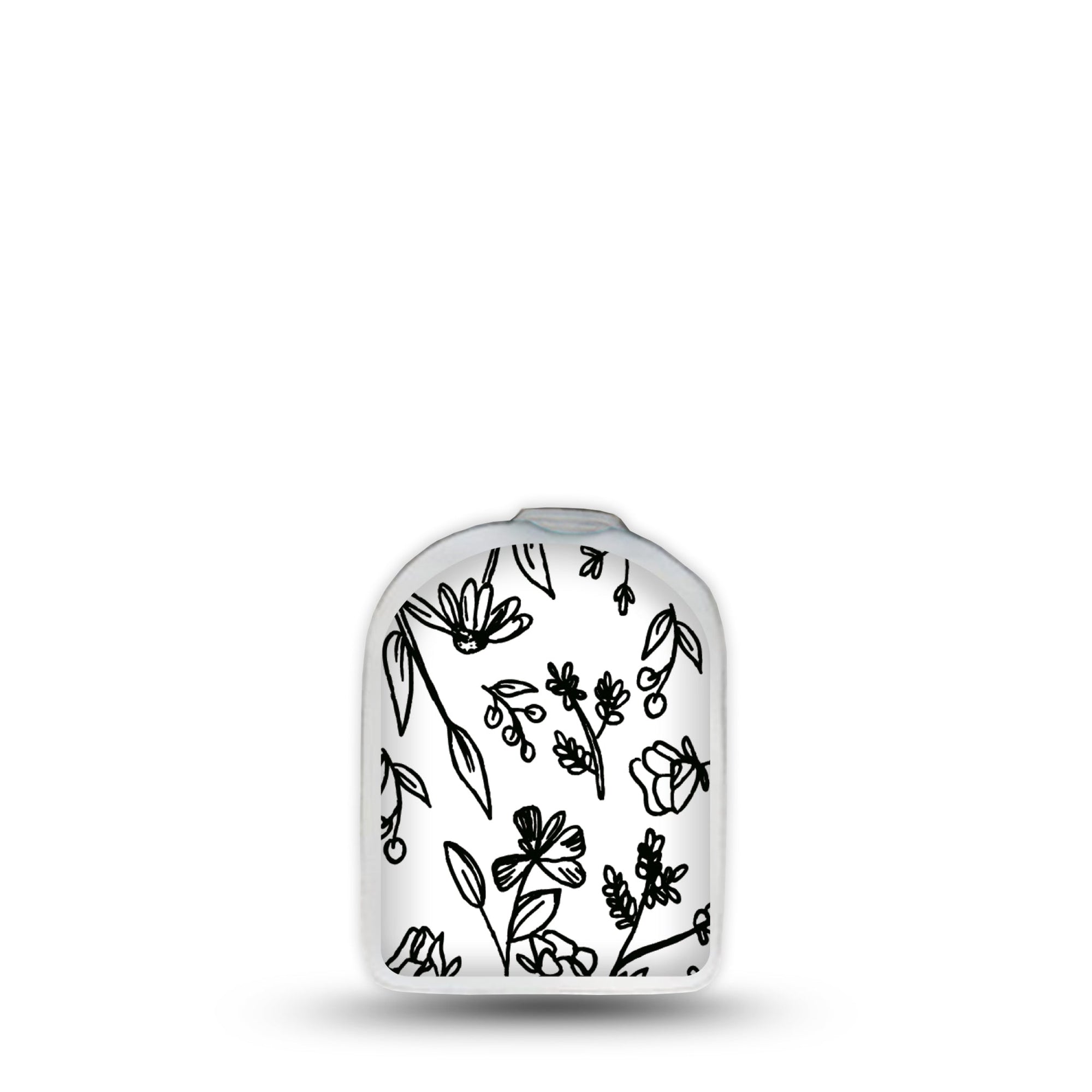 ExpressionMed Custom Black & White Floral Omnipod Surface Center Sticker Single Sticker Monochrome Blooms Vinyl Decoration Pump Design