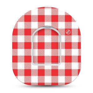 ExpressionMed Red Gingham Omnipod, Single Tape and Single Sticker Fourth of July inspired Decorative Patch For Insulin Pump